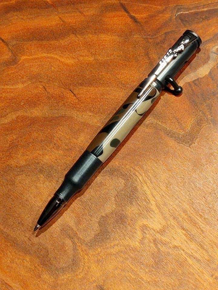 This Bolt Action Pen in Jungle Camouflage is made with love by Blackbear Designs! Shop more unique gift ideas today with Spots Initiatives, the best way to support creators.